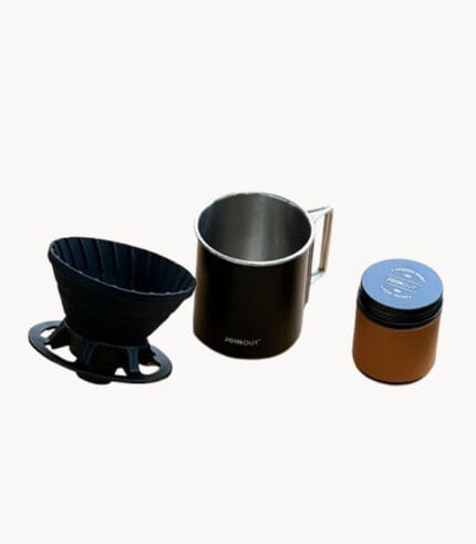 Camping with a coffee-making set